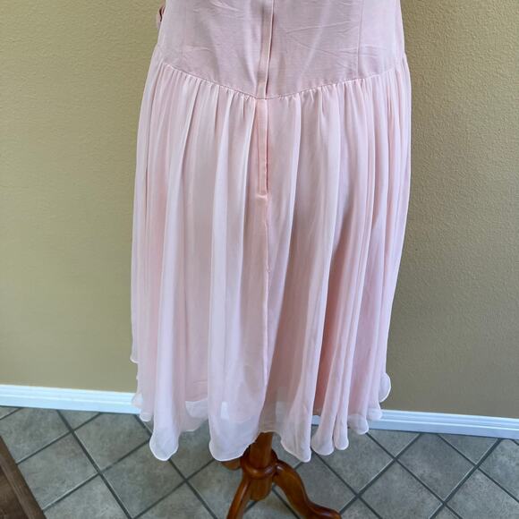 NUIT Vintage 80s Light Pink Short Sleeve Large Bow Below Knee Dress Valentines - Picture 8 of 11
